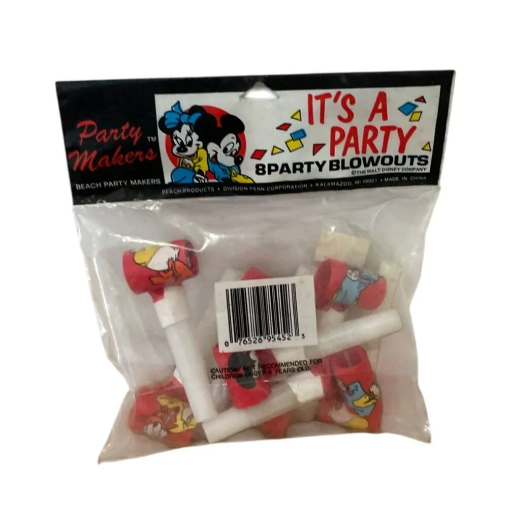 Vtg Beach Disney Mickey and Friends Birthday Party Blowouts Set of 8 New 1980s
